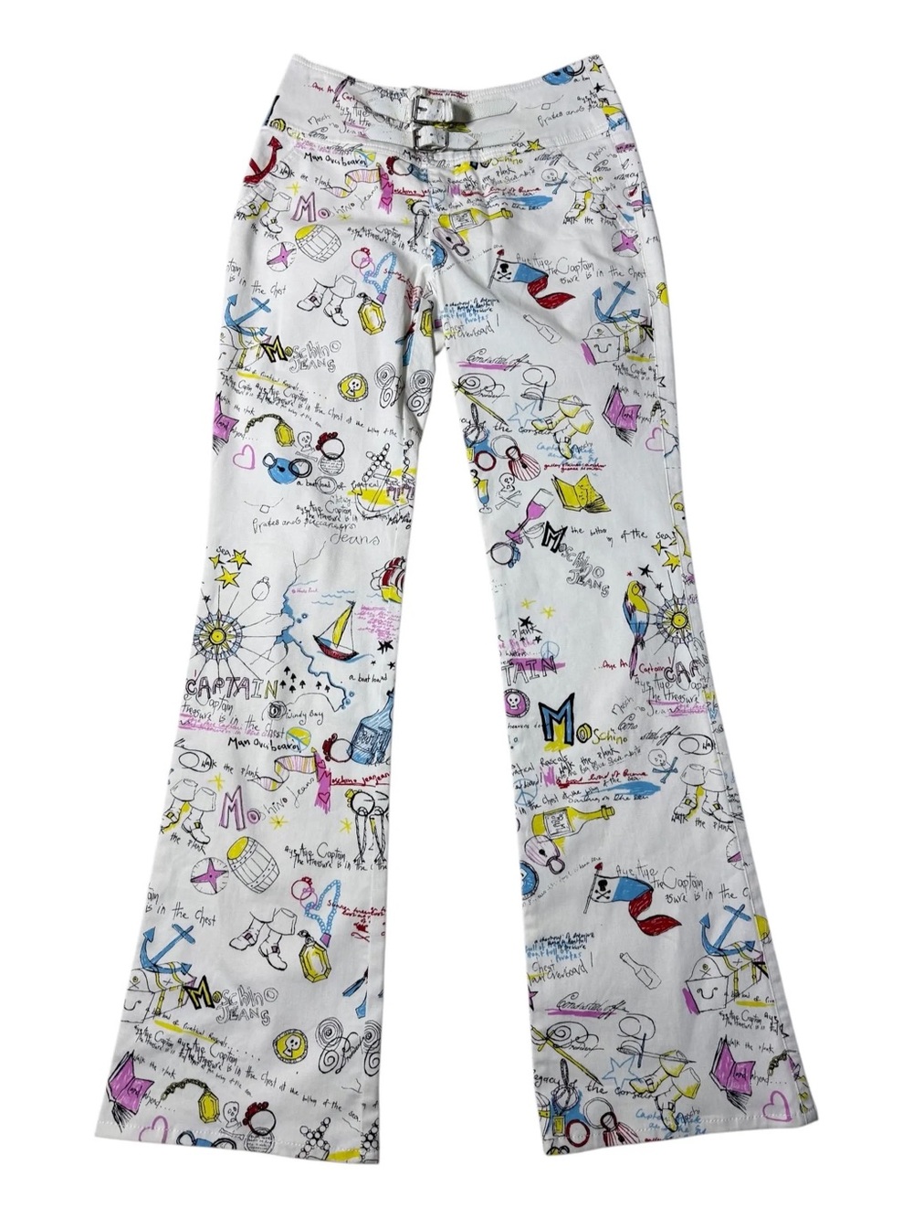 Graphic Print White Kids Flare Pants